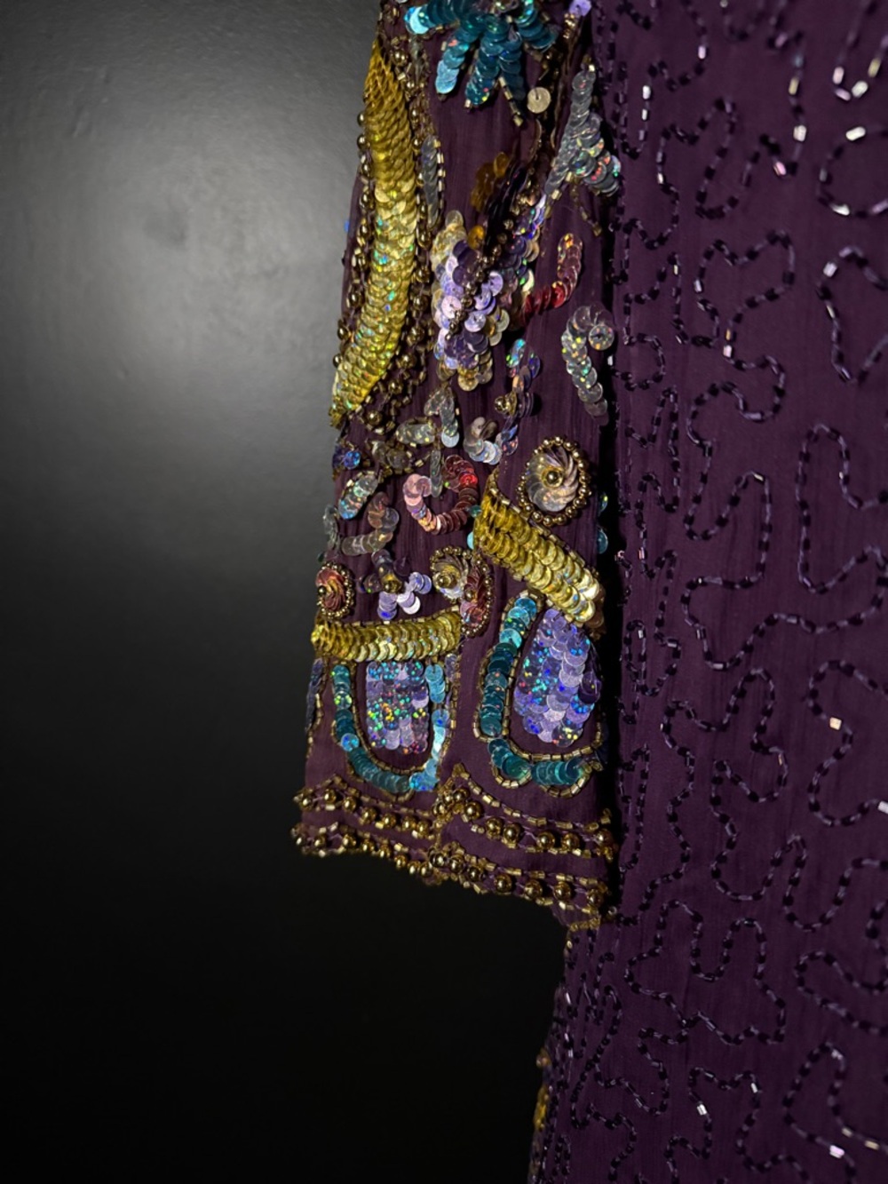 Silk Embellished Caftan Midi Dress Statement - Picture 8 of 12